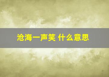 沧海一声笑 什么意思